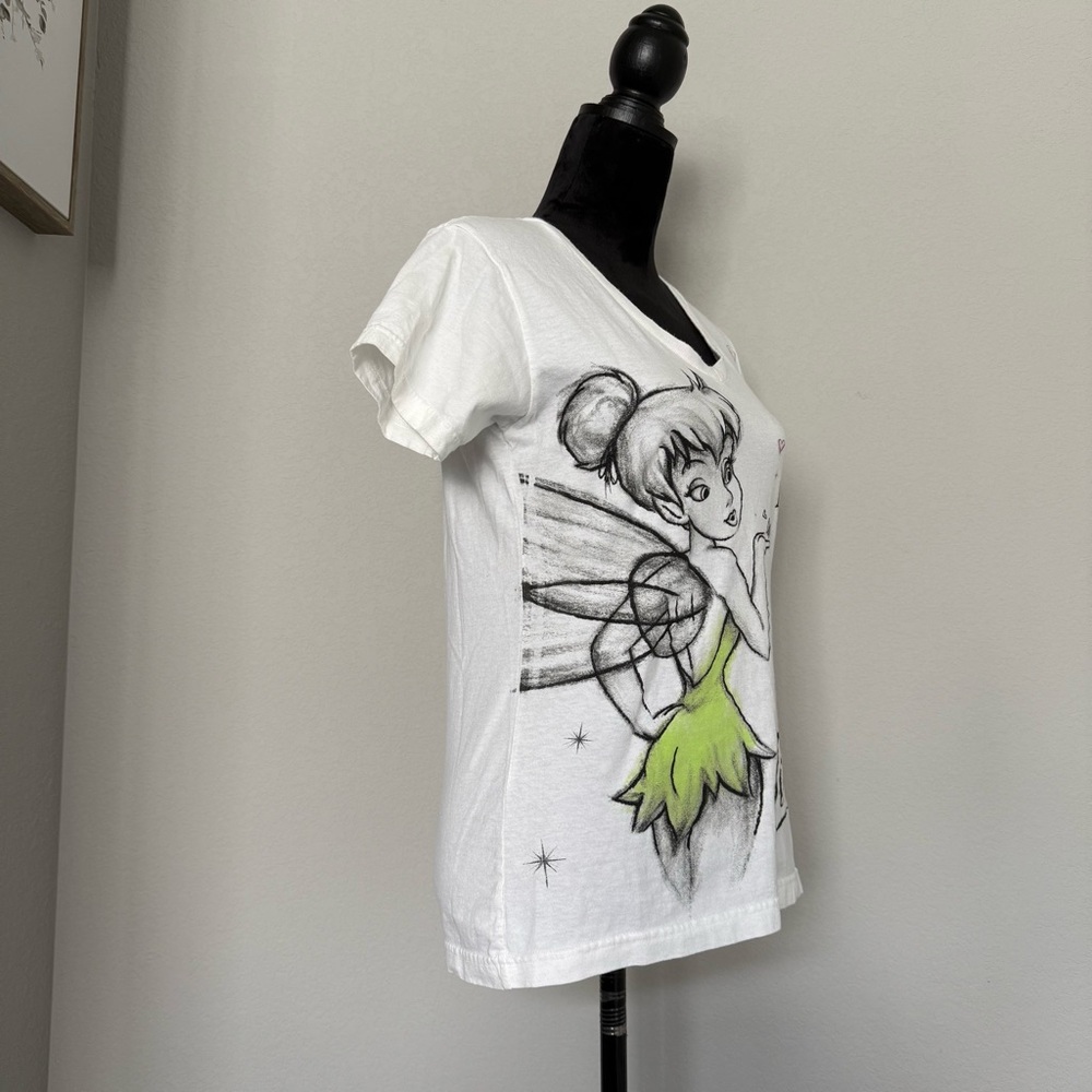 Disney Store White Tinker Bell Organic Cotton T-Shirt size Medium - Picture 4 of 9